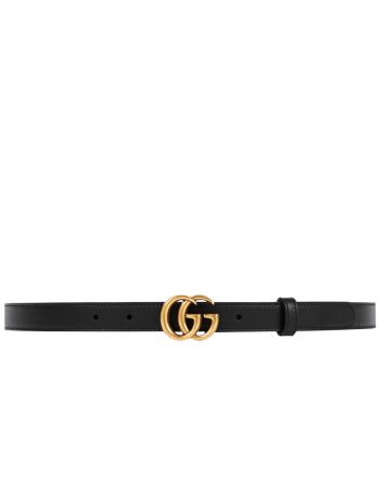 Gucci Leather belt with double G buckle Black