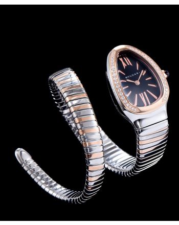 Bvlgari 18-carat pink-gold and steel watch Black